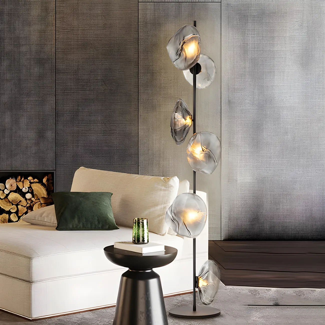 Modern Metal Floor Lamp with Prismatic Glass for Living Room Image - 3 | homeyfad