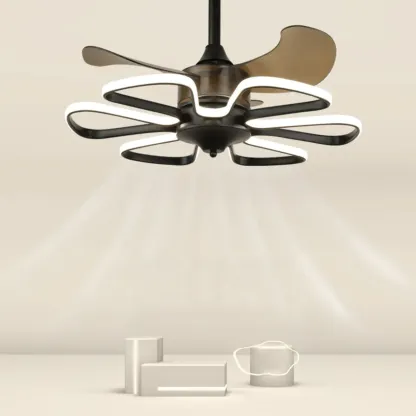 Modern Metal Ceiling Fan with LED Light for Living Room Image - 2