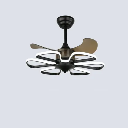 Modern Metal Ceiling Fan with LED Light for Living Room Image - 3