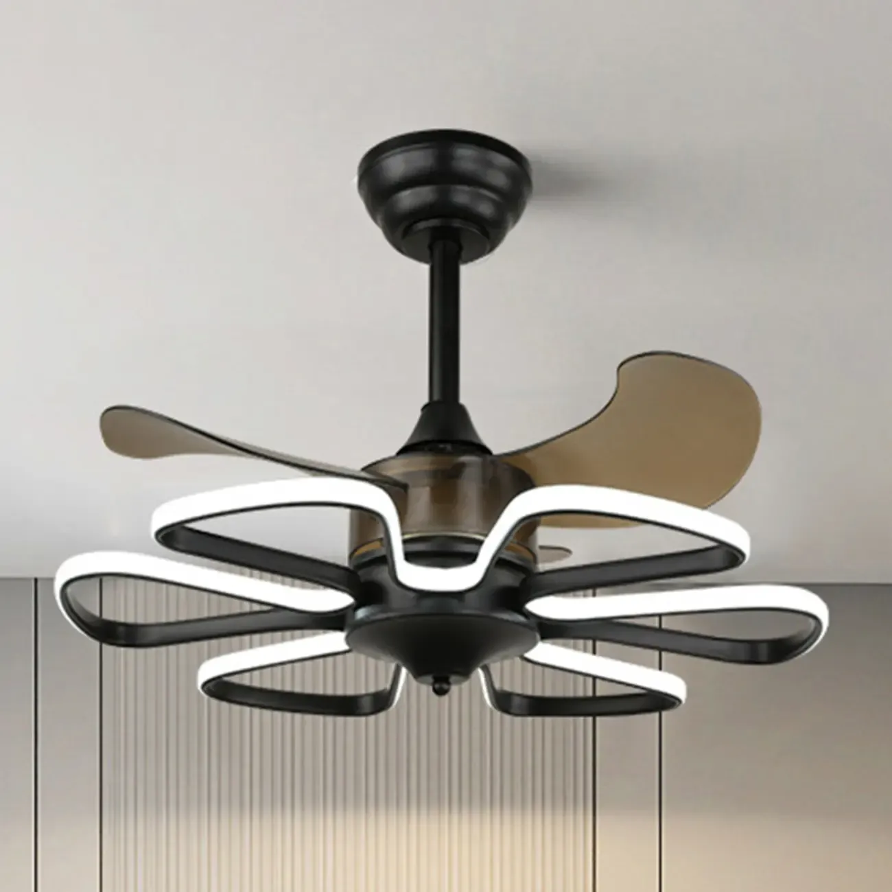 Modern Metal Ceiling Fan with LED Light for Living Room Image - 1