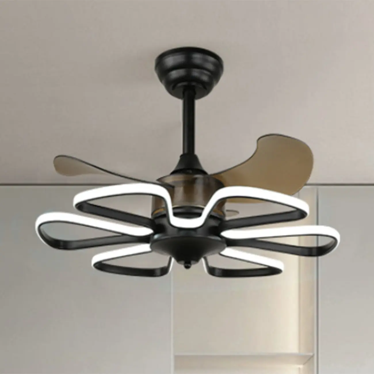 Modern Metal Ceiling Fan with LED Light for Living Room Image - 6 | homeyfad