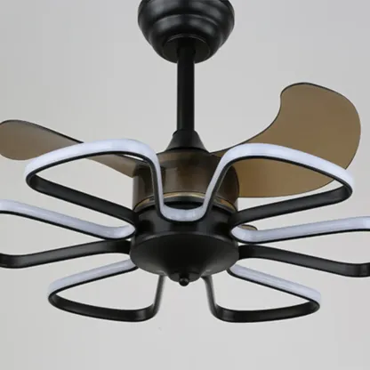 Modern Metal Ceiling Fan with LED Light for Living Room Image - 8