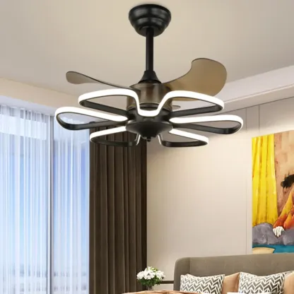 Modern Metal Ceiling Fan with LED Light for Living Room Image - 14