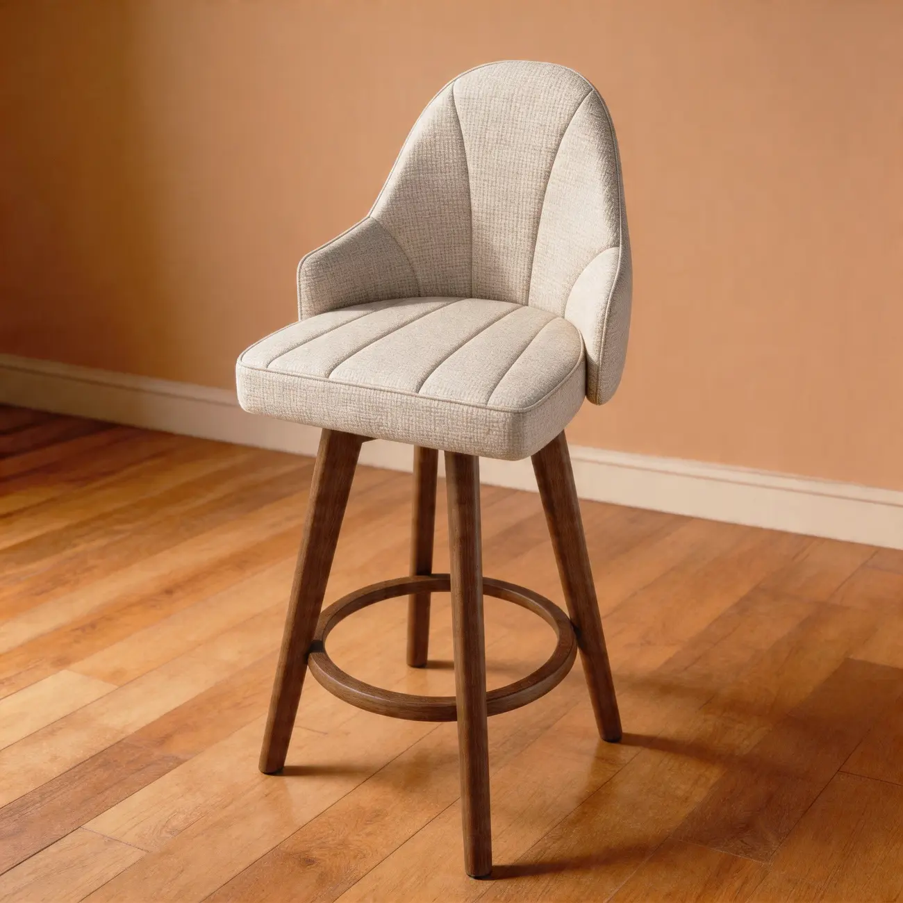 Swivel Mid Century Modern Counter Stools Bouclé & Faux Leather Image - 16 | homeyfad