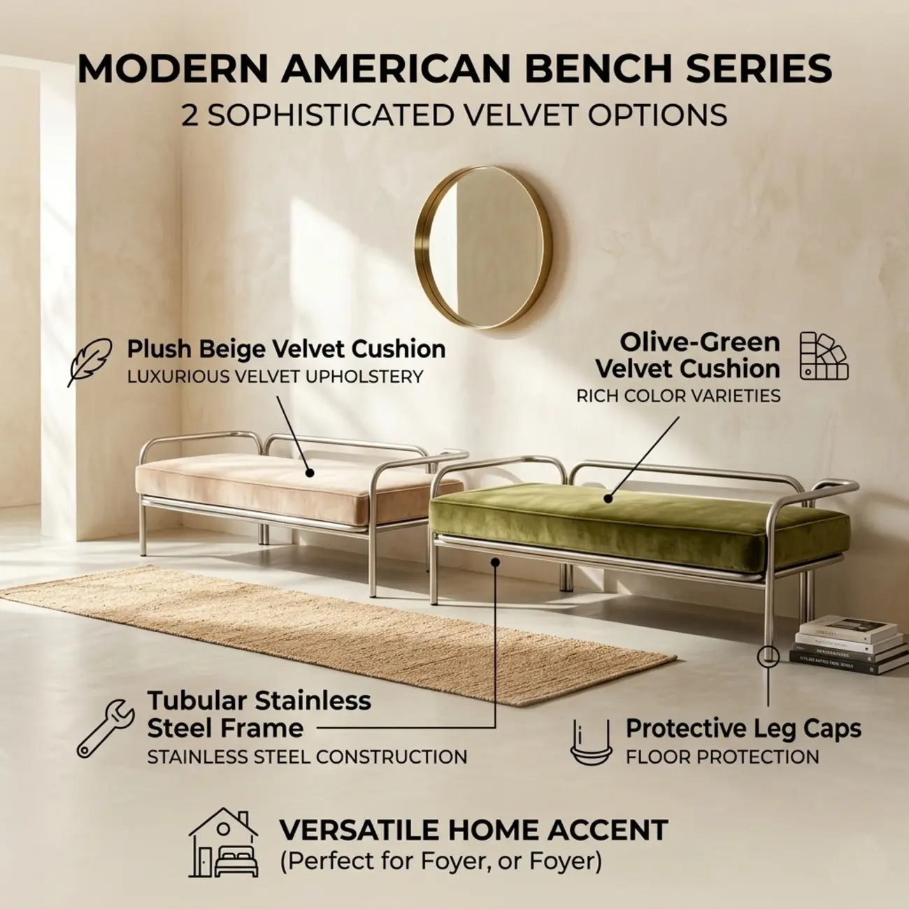 Modern Industrial Upholstery Bedroom Bench with Armrest Image - 5 | homeyfad