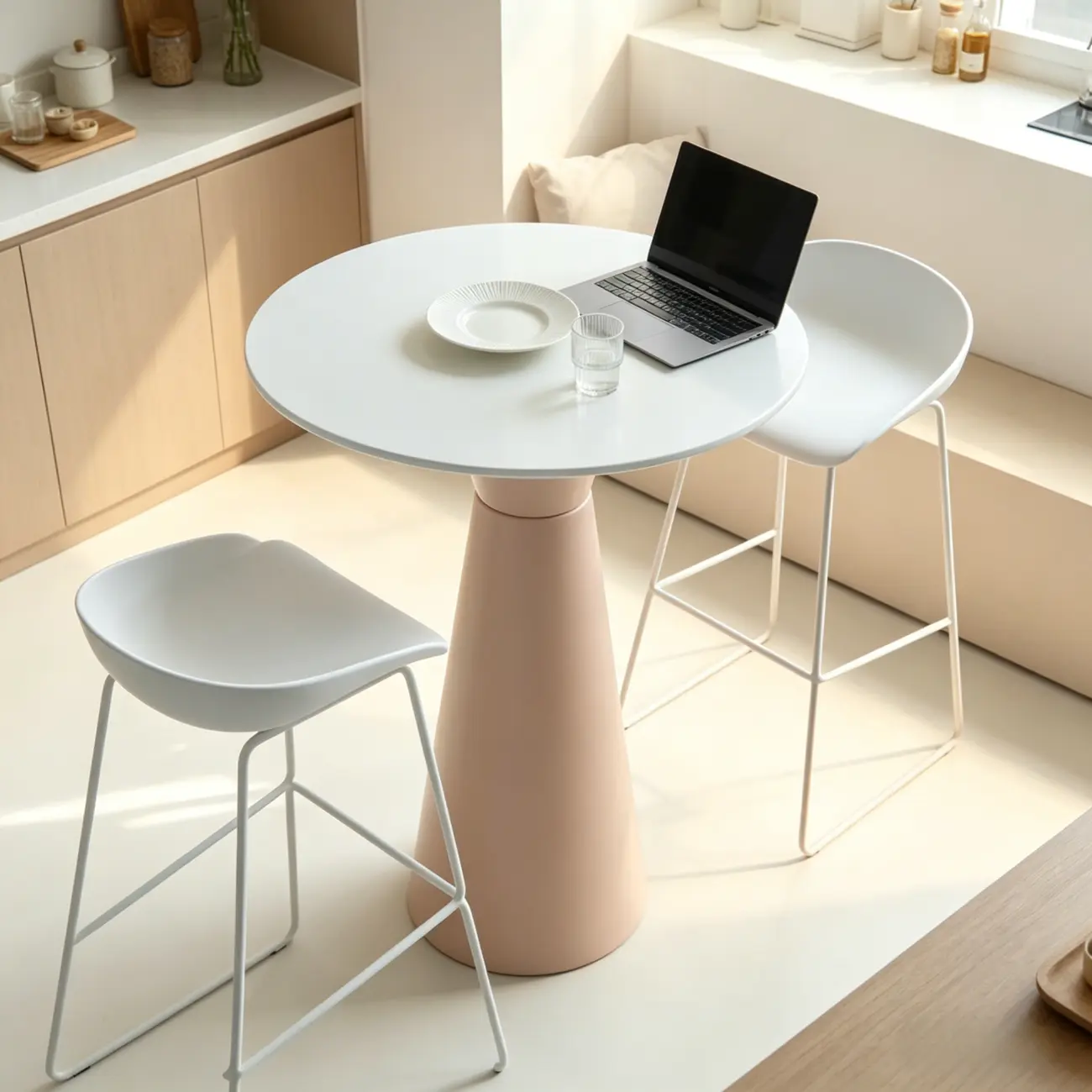 Nordic Small Round Bar Table with Stump Base Image - 6 | homeyfad