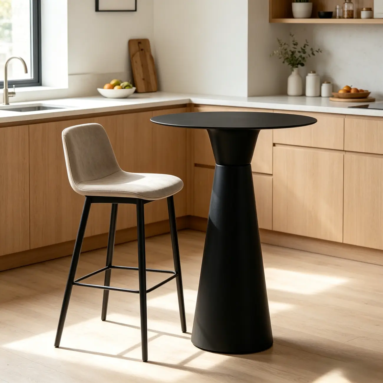 Nordic Small Round Bar Table with Stump Base Image - 18 | homeyfad
