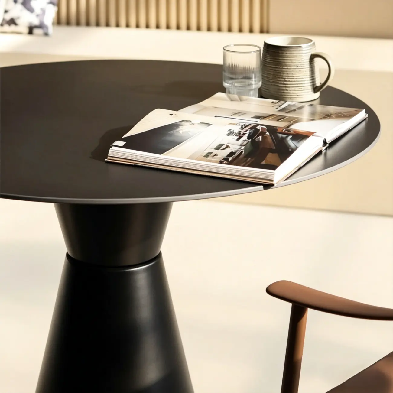 Nordic Small Round Bar Table with Stump Base Image - 12 | homeyfad