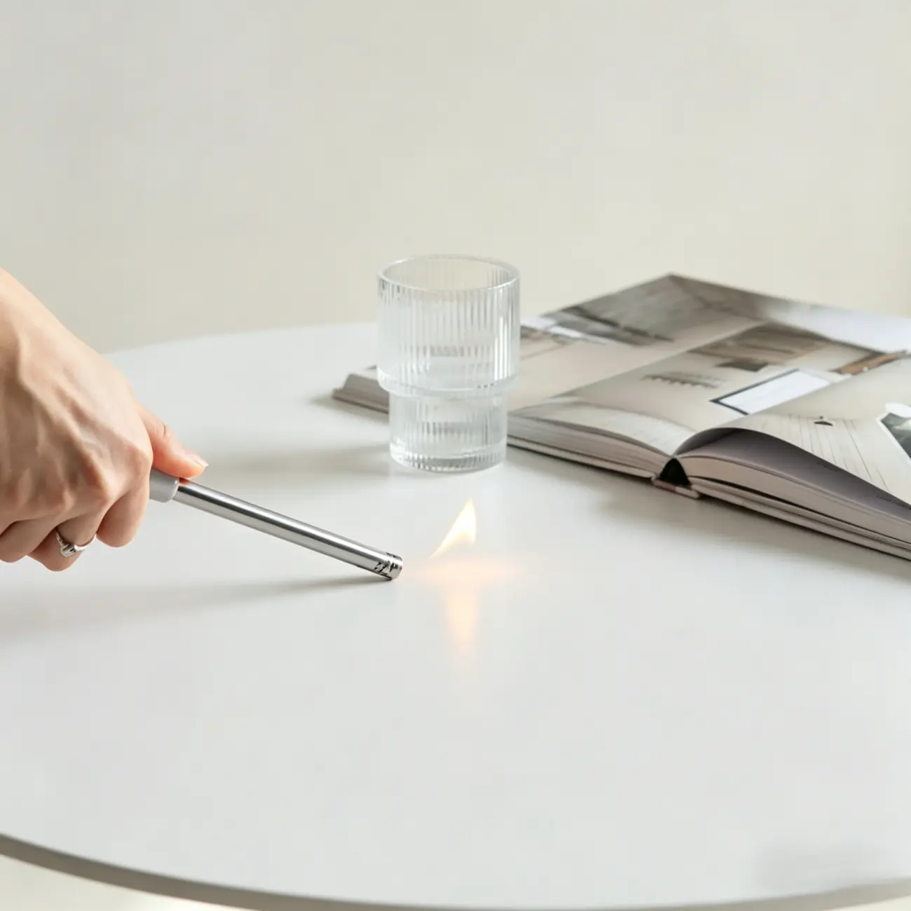 Nordic Small Round Bar Table with Stump Base Image - 8 | homeyfad