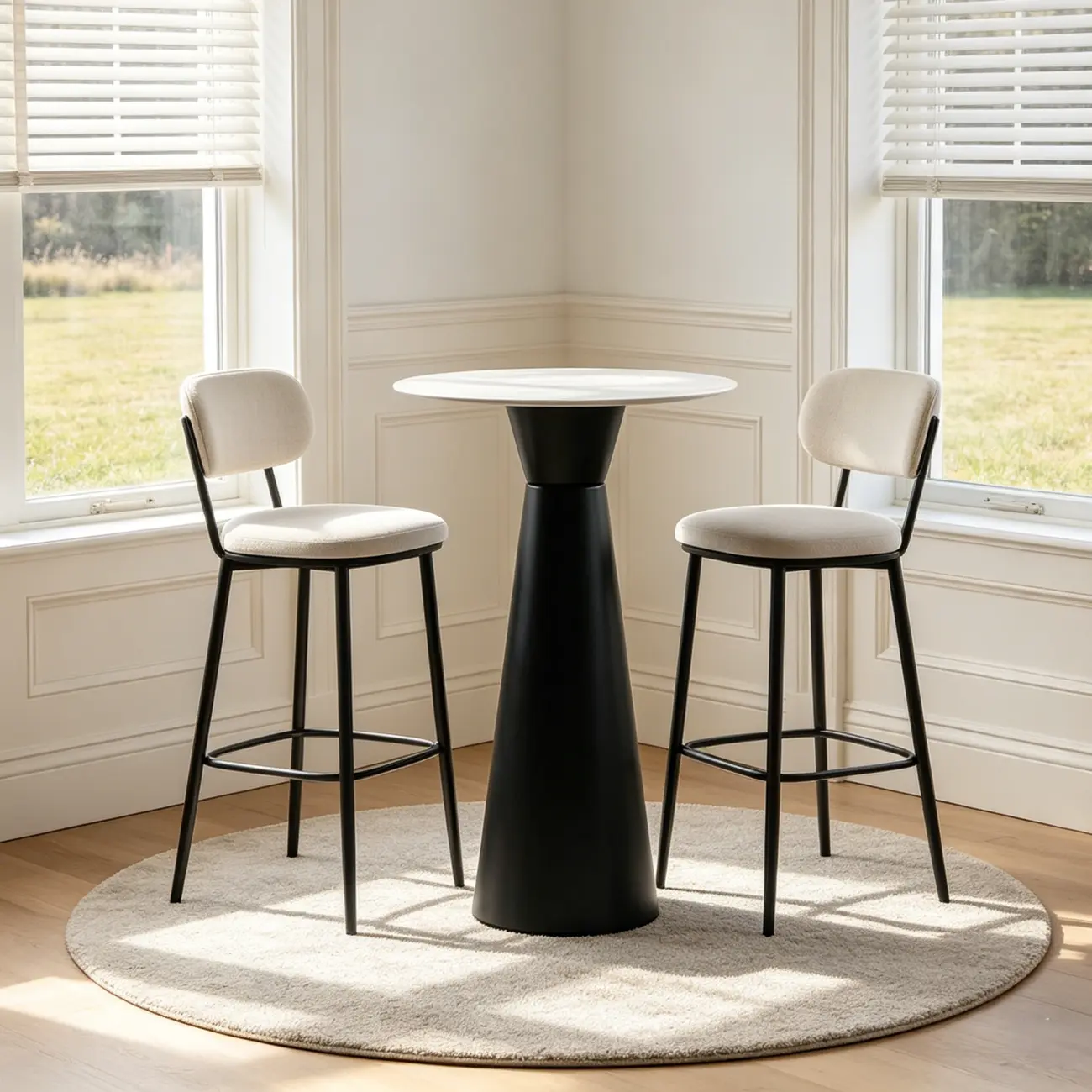 Nordic Small Round Bar Table with Stump Base Image - 2