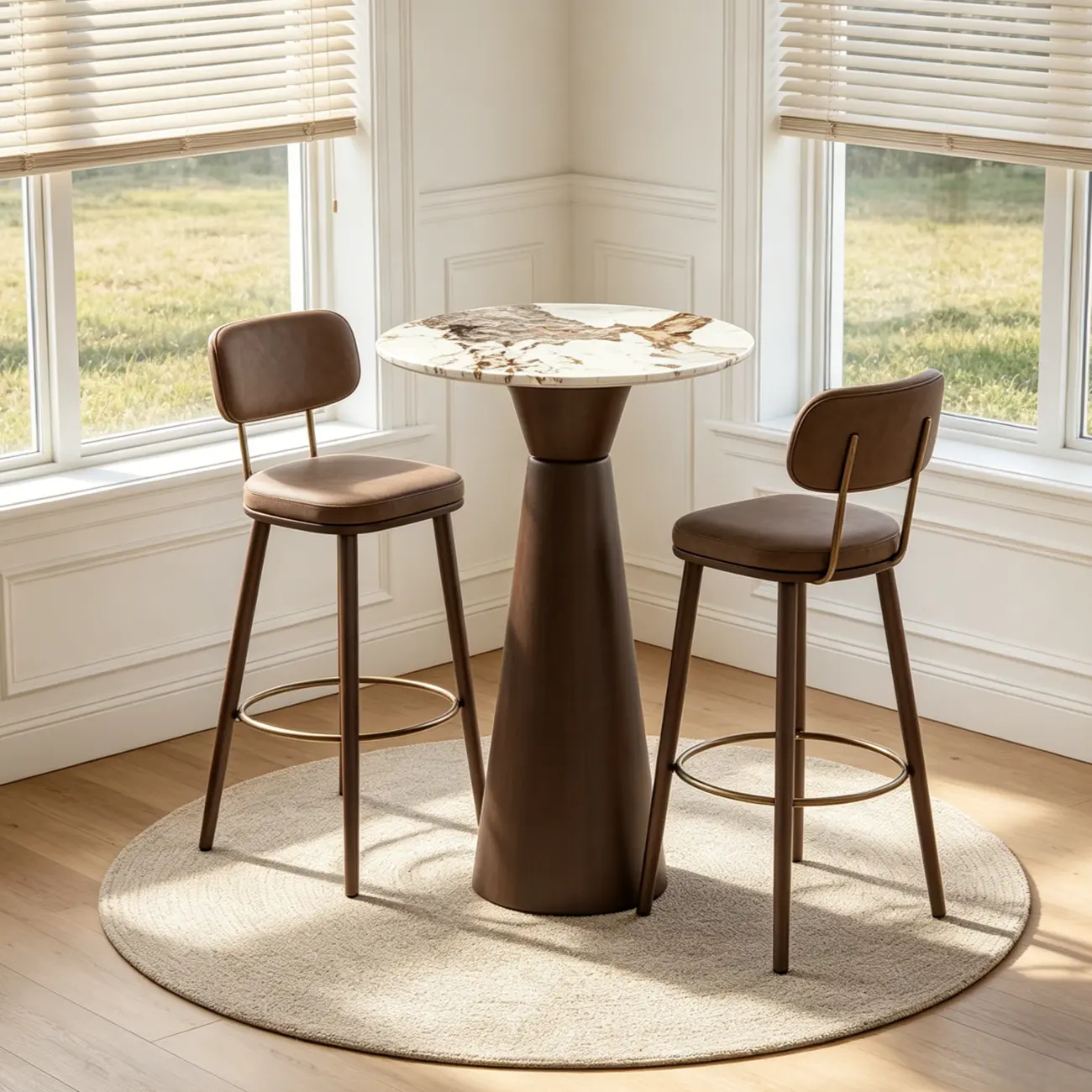 Nordic Small Round Bar Table with Stump Base Image - 1 | homeyfad