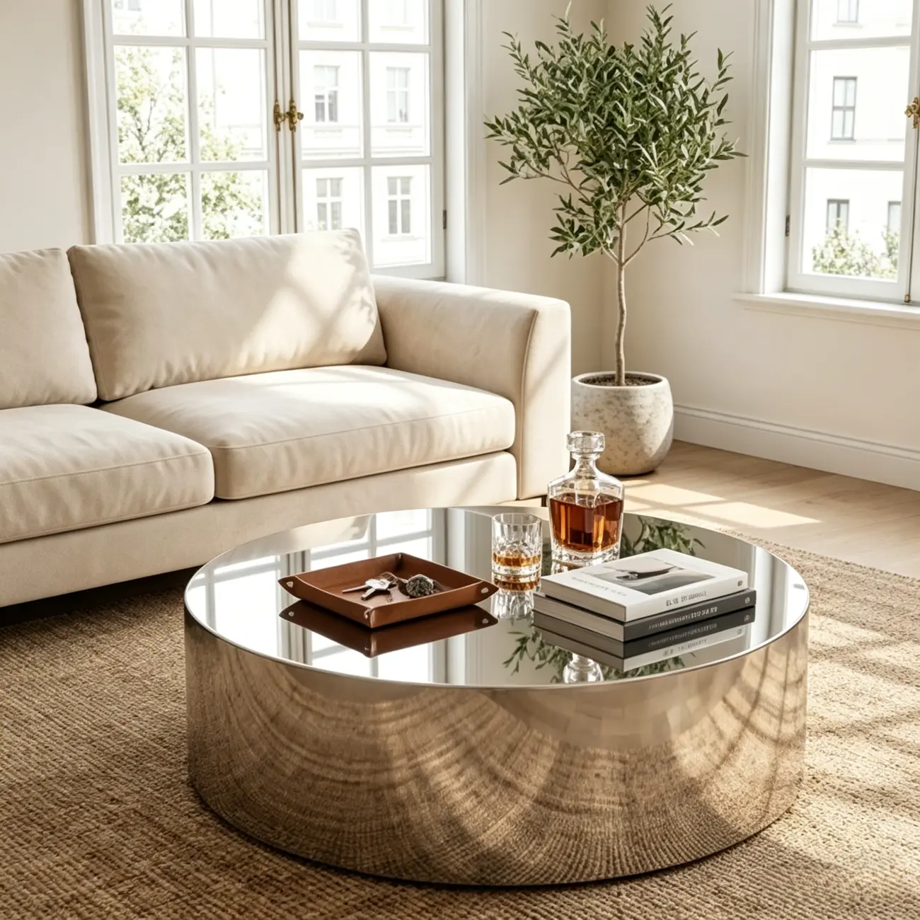 Abstract Modern Metal Mirror Coffee Table Image - 16 | homeyfad