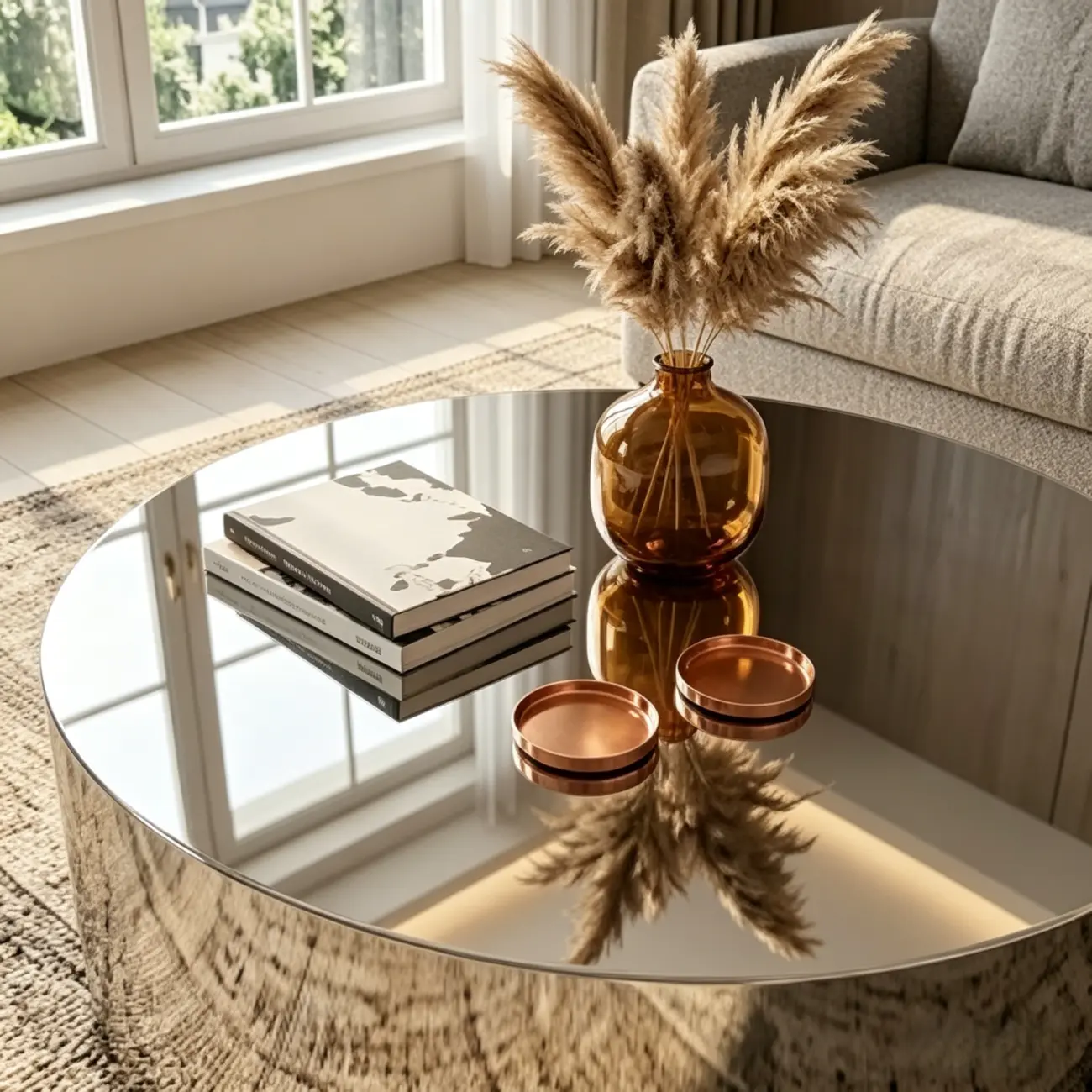 Abstract Modern Metal Mirror Coffee Table Image - 9 | homeyfad