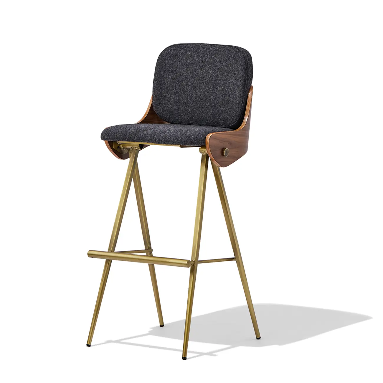 Modern Industrial Curved Back 30" Bar Stool With Footrest Image - 21 | homeyfad