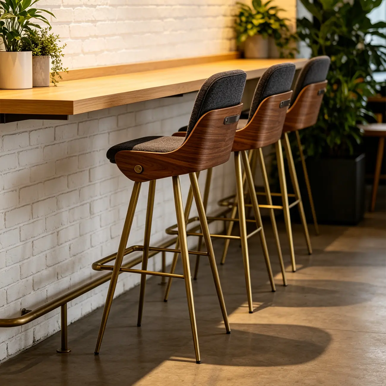 Modern Industrial Curved Back 30" Bar Stool With Footrest Image - 19 | homeyfad