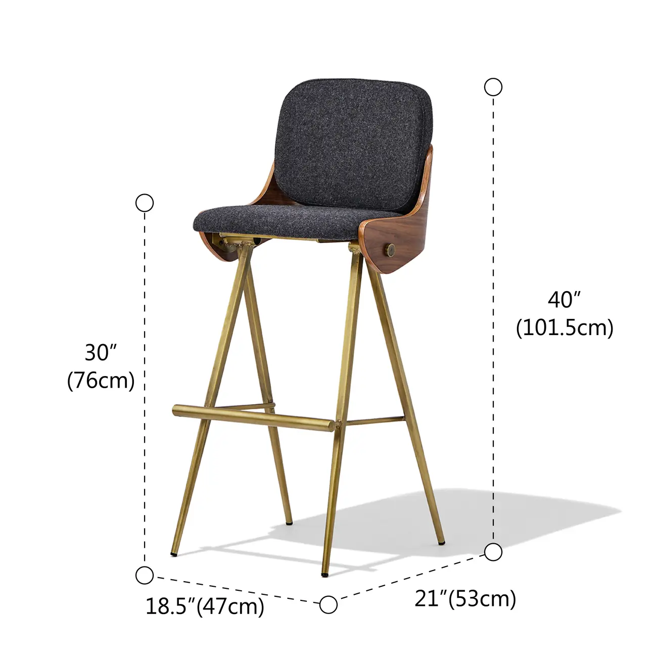 Modern Industrial Curved Back 30" Bar Stool With Footrest Image - 8 | homeyfad