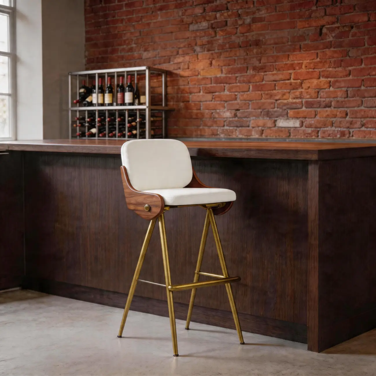 Modern Industrial Curved Back 30" Bar Stool With Footrest Image - 14 | homeyfad