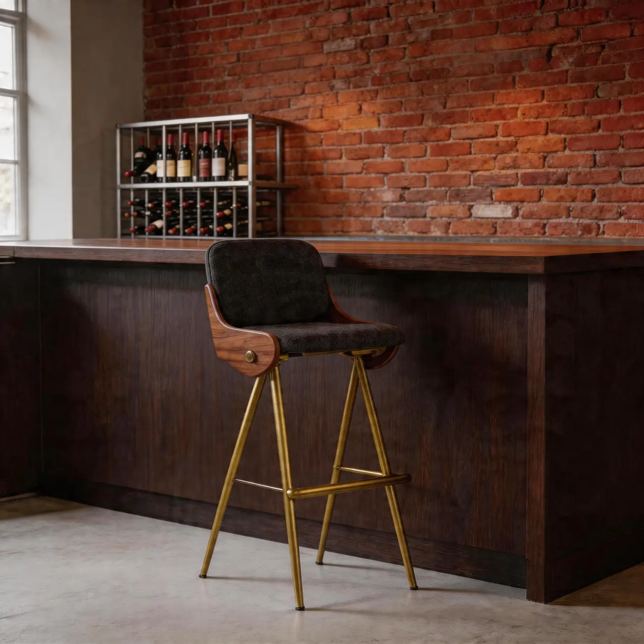 Modern Industrial Curved Back 30" Bar Stool With Footrest Image - 13 | homeyfad