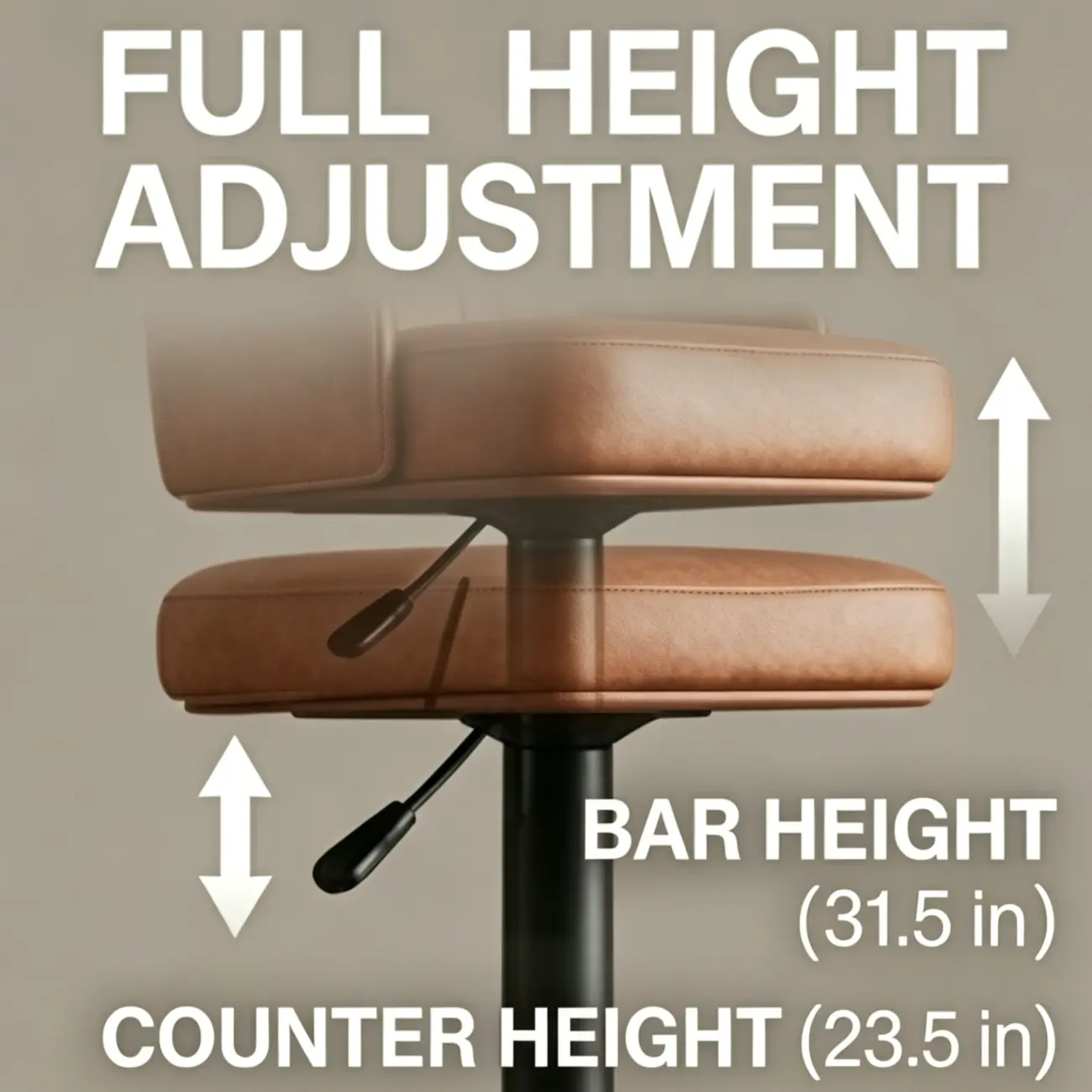 Mid-Century Modern Leather Bar Stool Swivel Adjustable Height Image - 9 | homeyfad