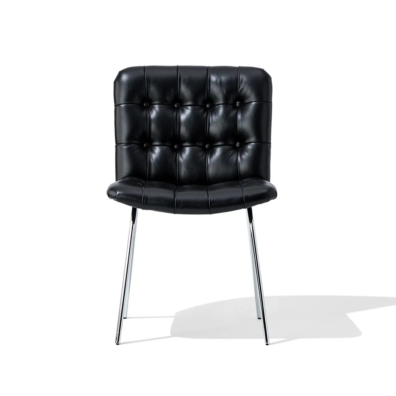 Industrial Modern Button-tufted Back Leather Dining Chairs Image - 19 | homeyfad