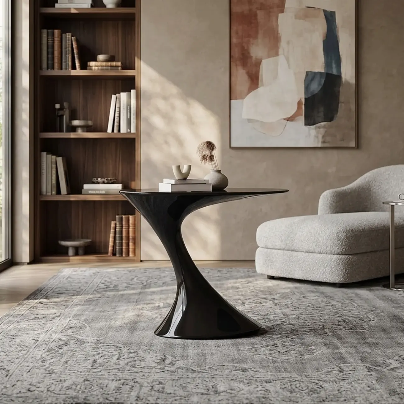 Minimalist Steel Oval Top Retro End Table For Living Room Image - 1 | homeyfad