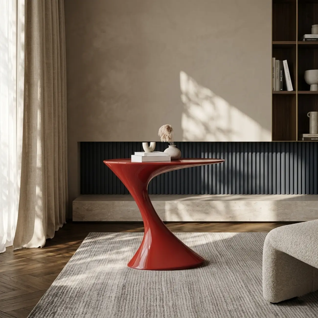 Minimalist Steel Oval Top Retro End Table For Living Room Image - 2 | homeyfad