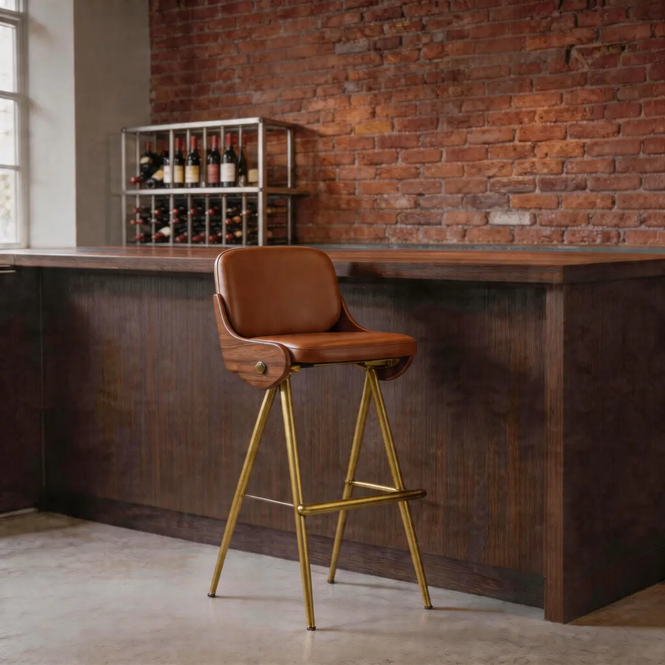 Modern Industrial Curved Back 30" Bar Stool With Footrest Image - 18 | homeyfad