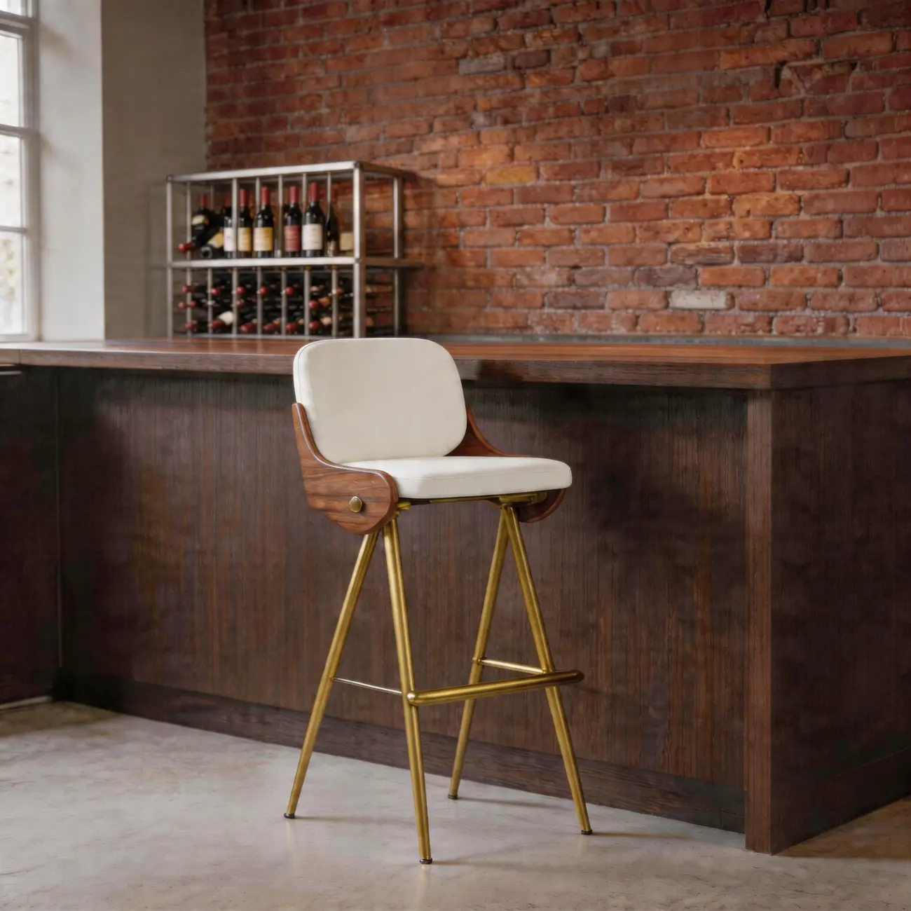 Modern Industrial Curved Back 30" Bar Stool With Footrest Image - 17 | homeyfad