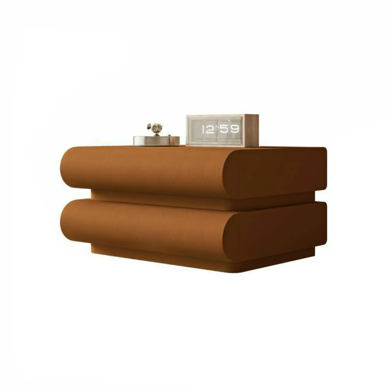 Modern White Pine Wood Leather 2-Drawer Nightstand Image - 9 | homeyfad