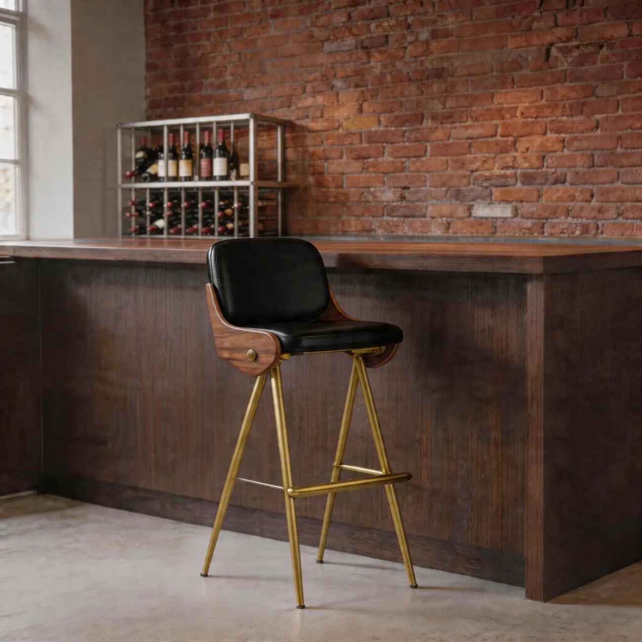 Modern Industrial Curved Back 30" Bar Stool With Footrest Image - 16 | homeyfad