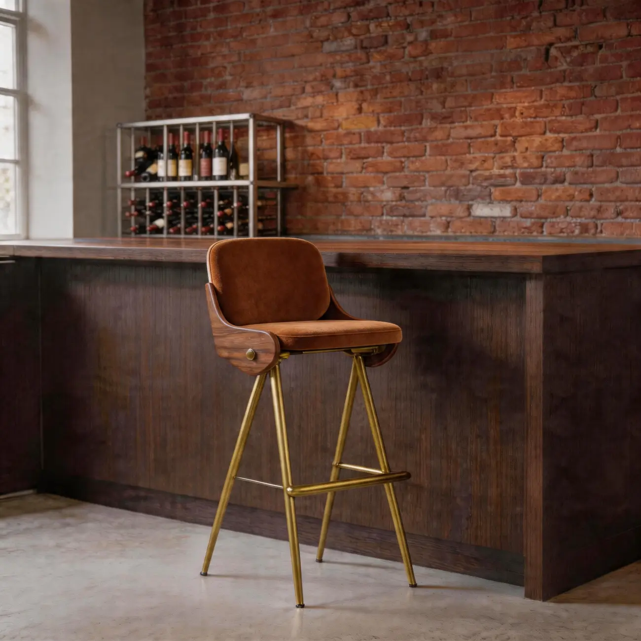 Modern Industrial Curved Back 30" Bar Stool With Footrest Image - 15 | homeyfad