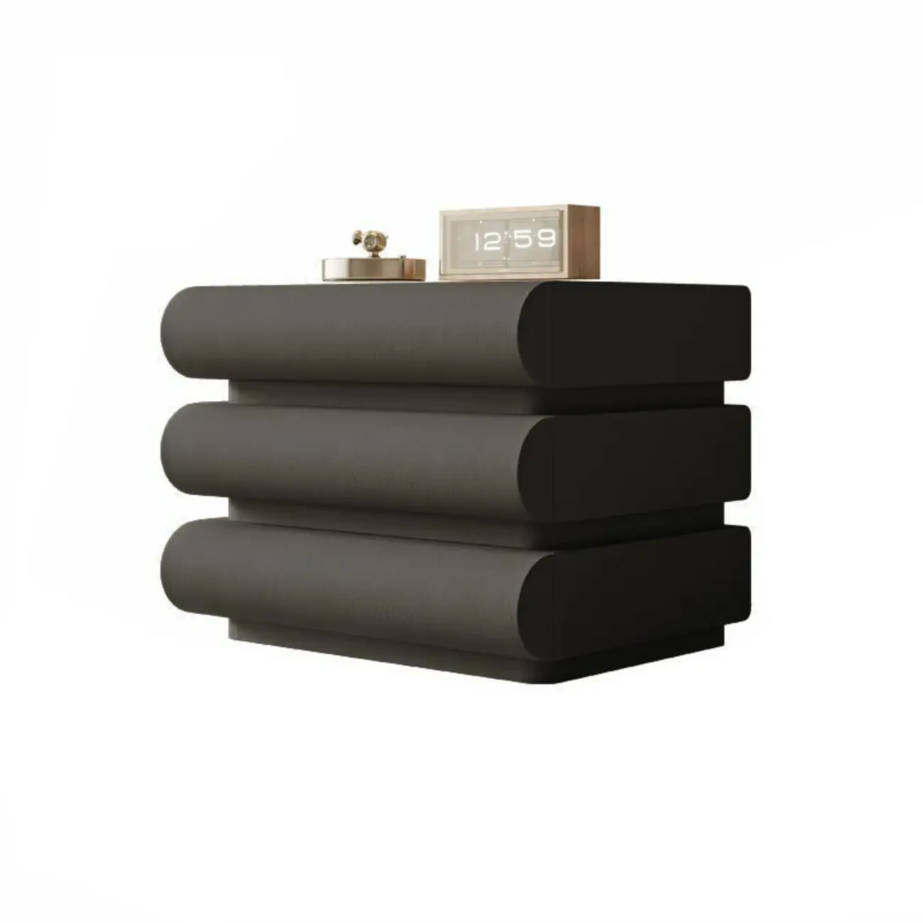 Modern White Pine Wood Leather 2-Drawer Nightstand Image - 10 | homeyfad