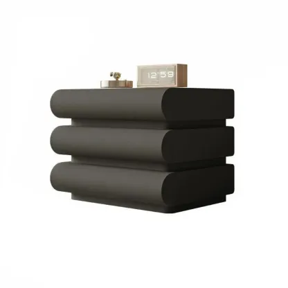 Modern White Pine Wood Leather 2-Drawer Nightstand Image - 10