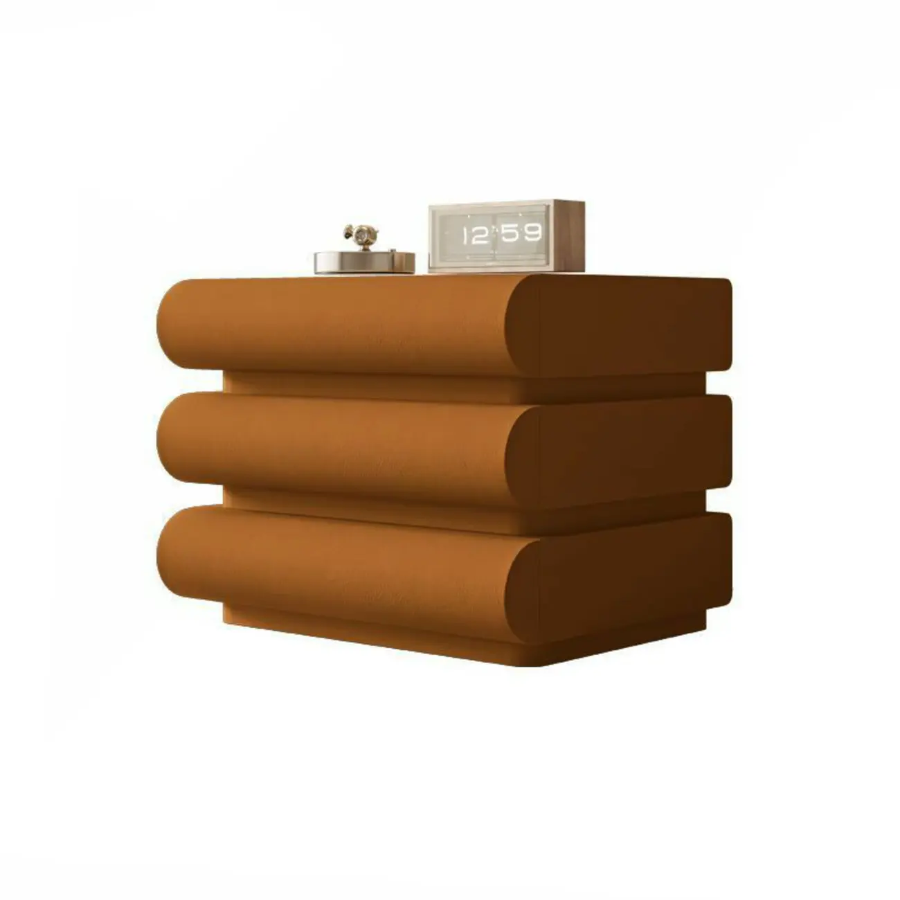 Modern White Pine Wood Leather 2-Drawer Nightstand Image - 11 | homeyfad