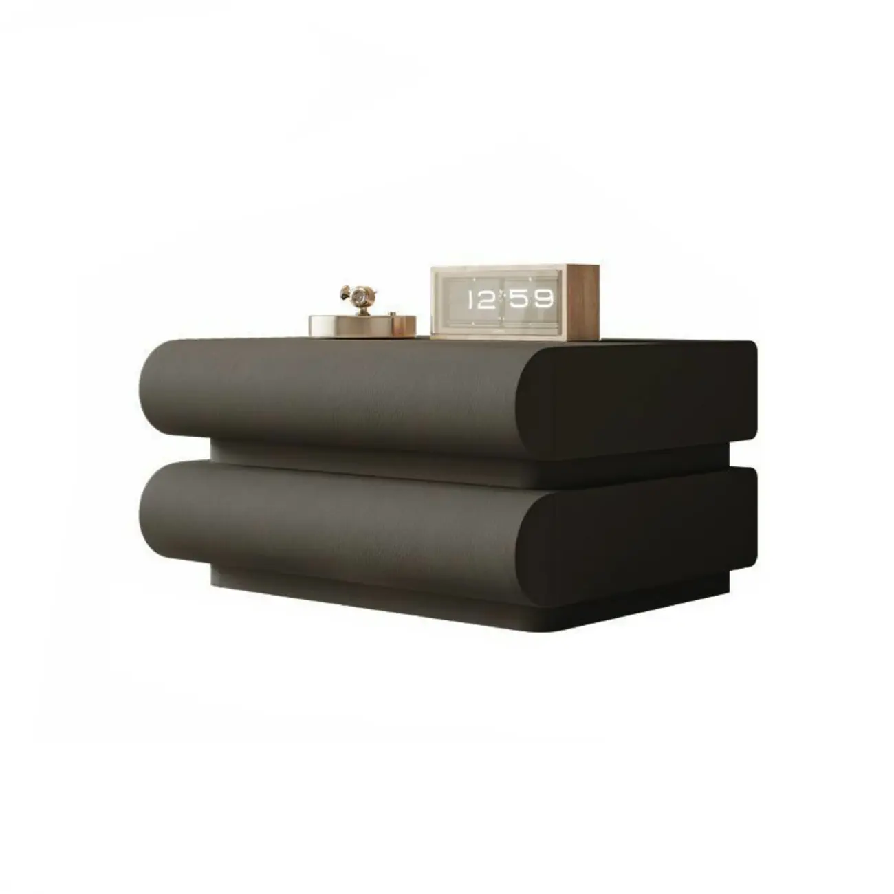 Modern White Pine Wood Leather 2-Drawer Nightstand Image - 13 | homeyfad