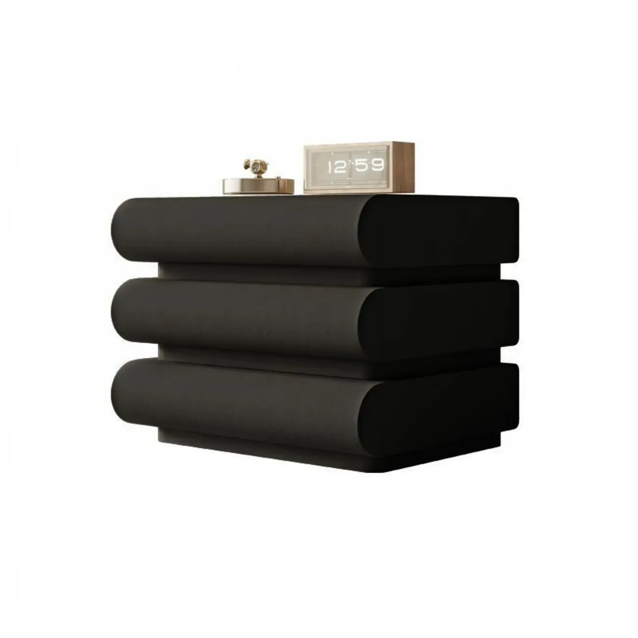 Modern White Pine Wood Leather 2-Drawer Nightstand Image - 17 | homeyfad