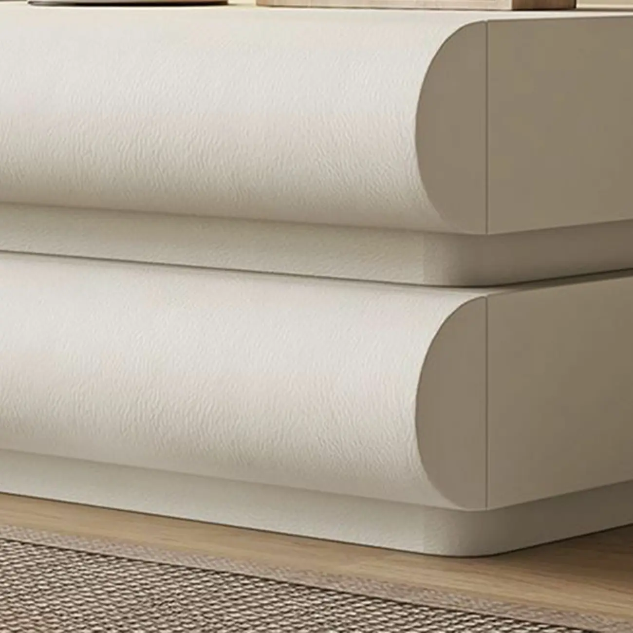 Modern White Pine Wood Leather 2-Drawer Nightstand Image - 7 | homeyfad