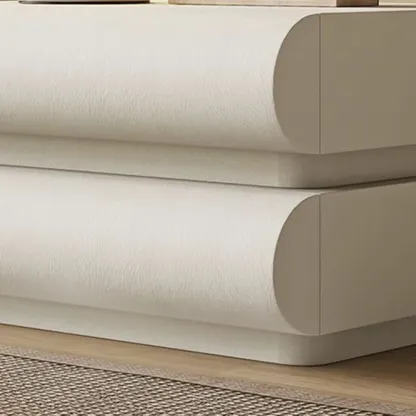 Modern White Pine Wood Leather 2-Drawer Nightstand Image - 7