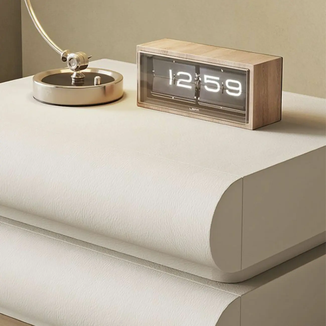 Modern White Pine Wood Leather 2-Drawer Nightstand Image - 6 | homeyfad