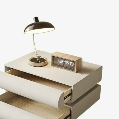 Modern White Pine Wood Leather 2-Drawer Nightstand Image - 21