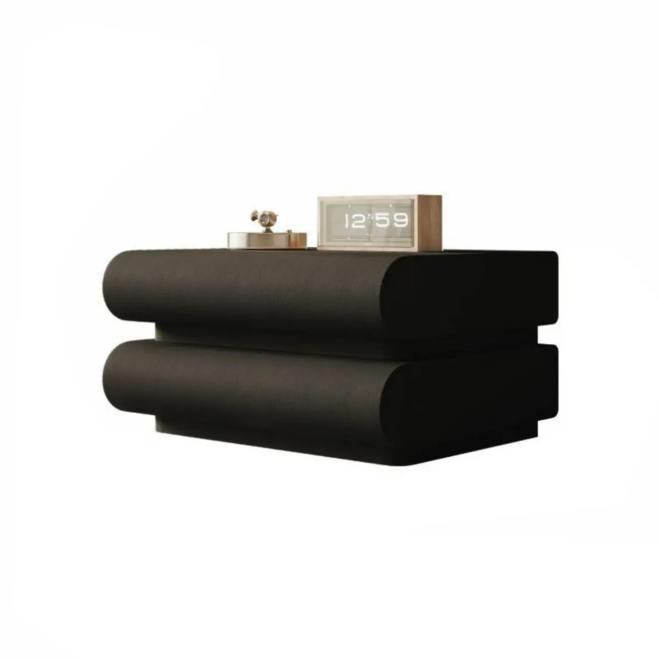 Modern White Pine Wood Leather 2-Drawer Nightstand Image - 22 | homeyfad