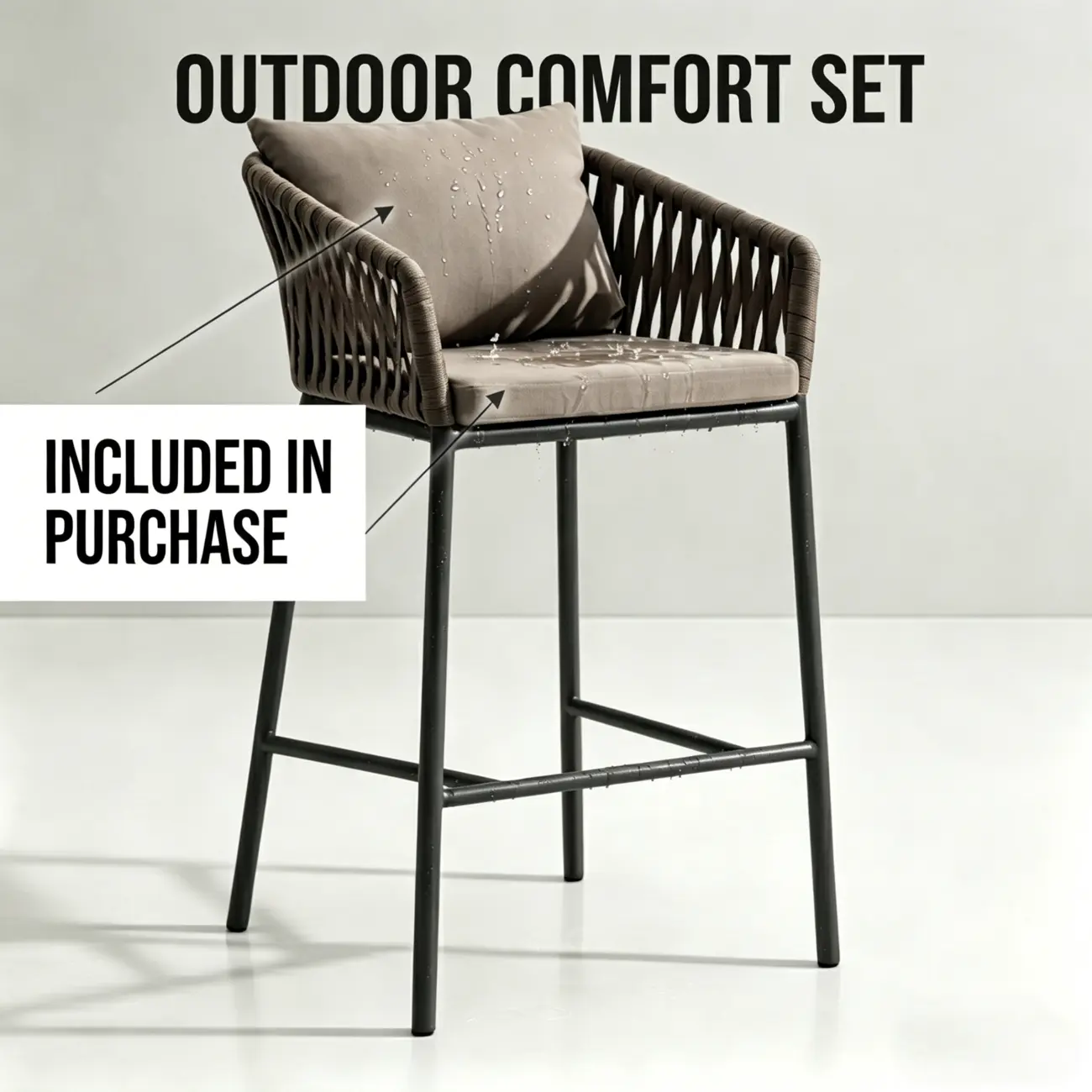 Bohemian Cushioned Rattan Back Counter Stools With Pillow Image - 6 | homeyfad