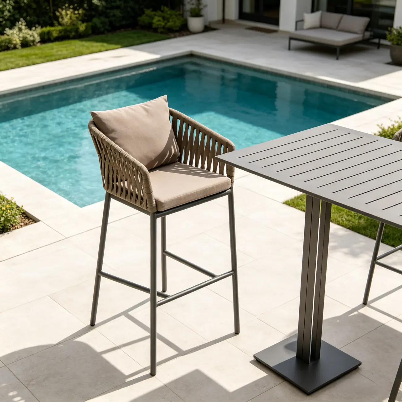 Bohemian Cushioned Rattan Back Counter Stools With Pillow Image - 2 | homeyfad