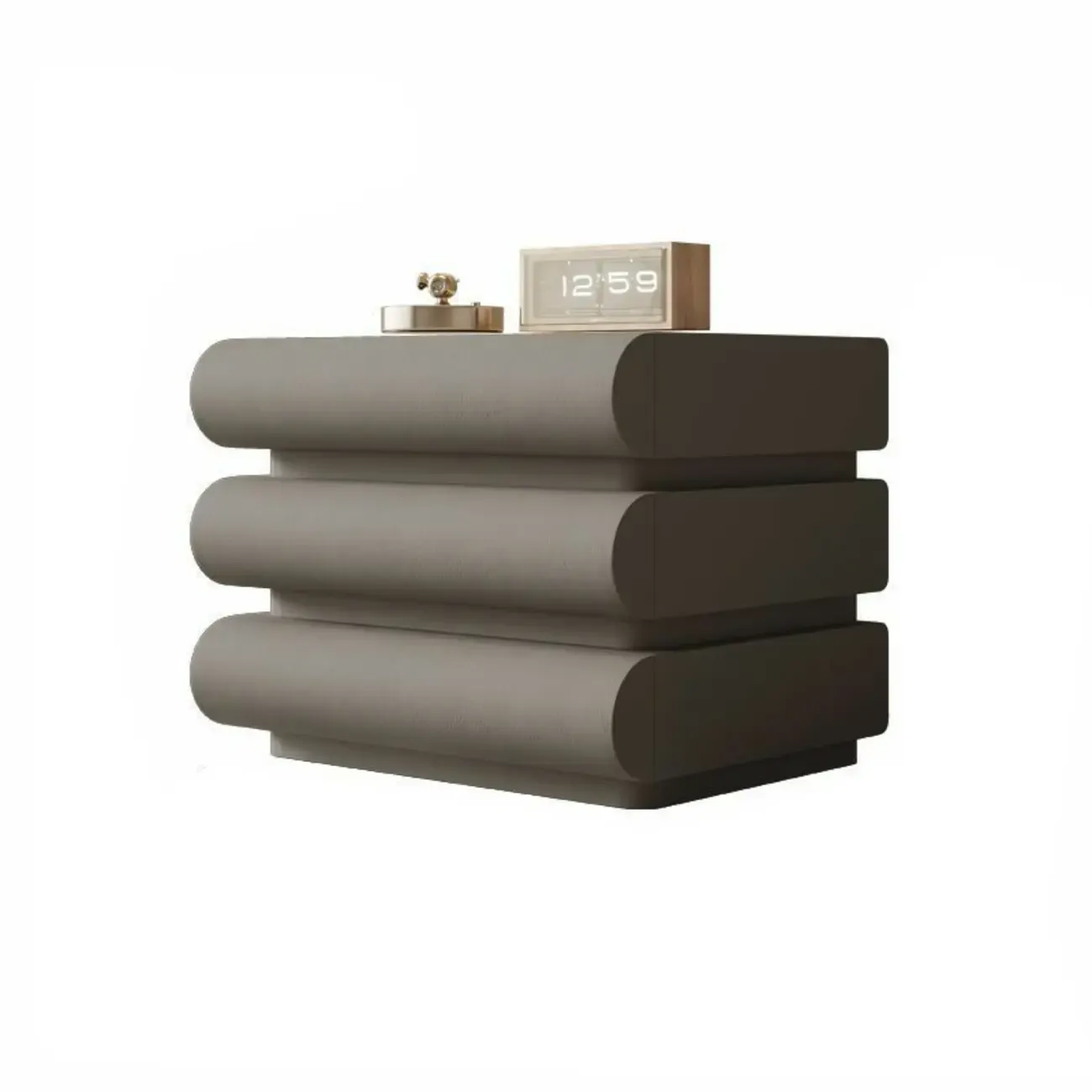 Modern White Pine Wood Leather 2-Drawer Nightstand Image - 25