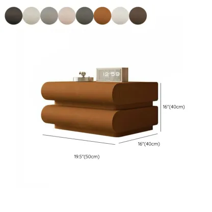 Modern White Pine Wood Leather 2-Drawer Nightstand #size