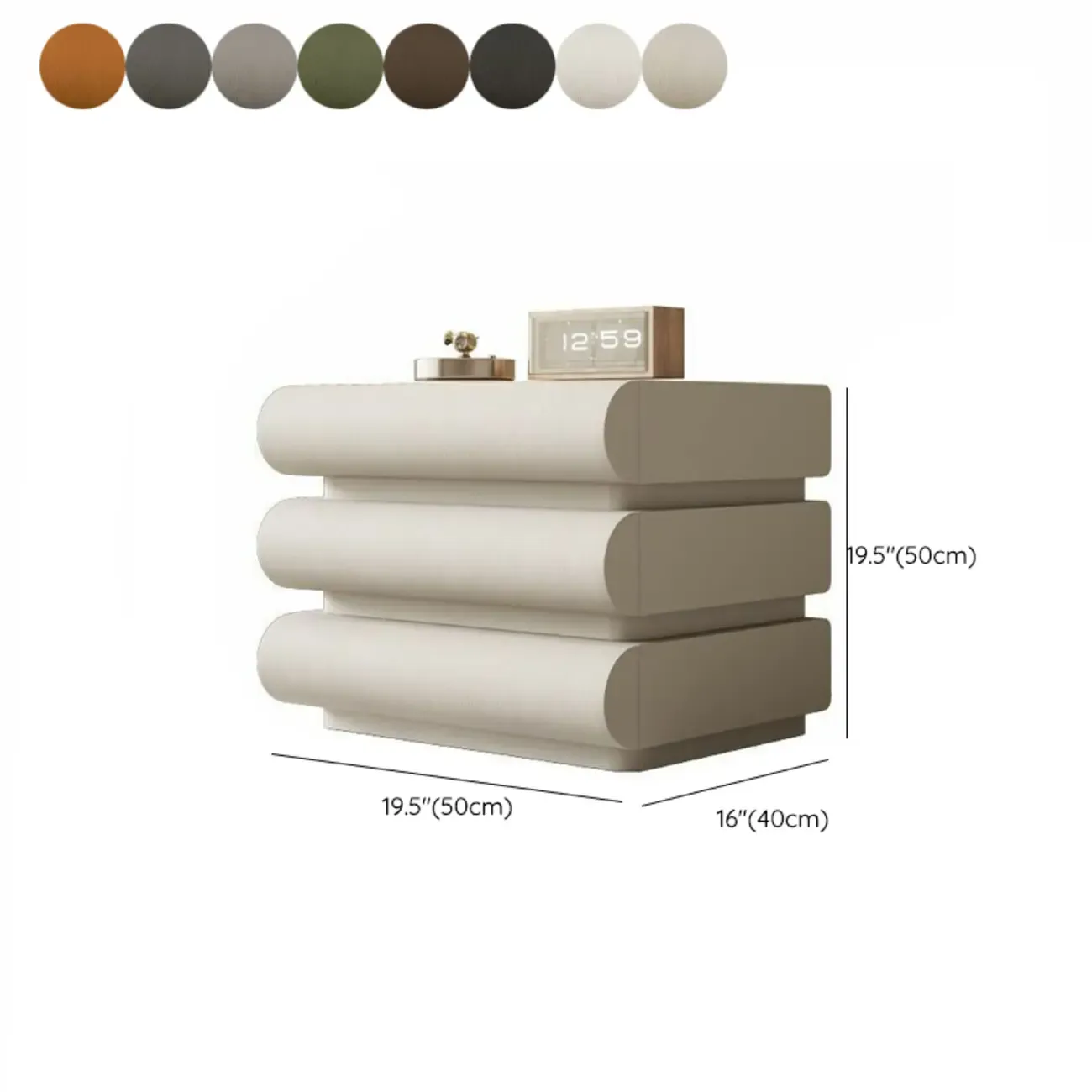 Modern White Pine Wood Leather 2-Drawer Nightstand Image - 28