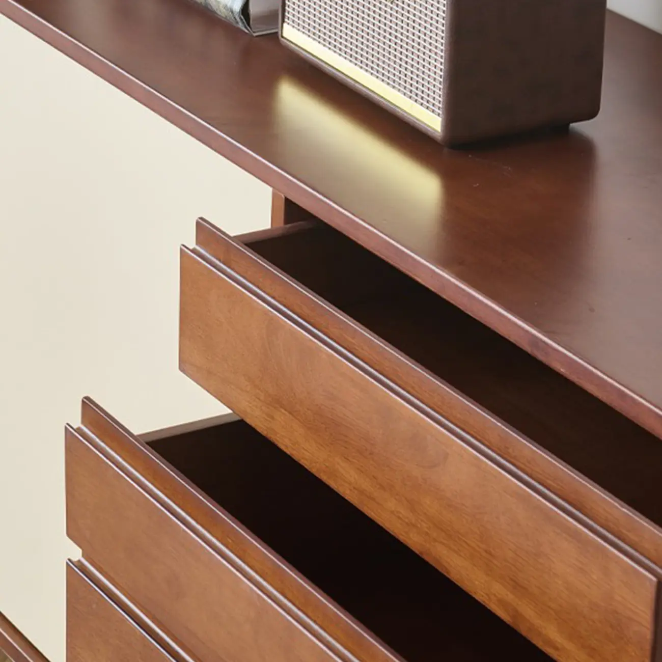 Mid-Century Modern Wood Storage TV Stand with Sliding Doors Image - 8 | homeyfad