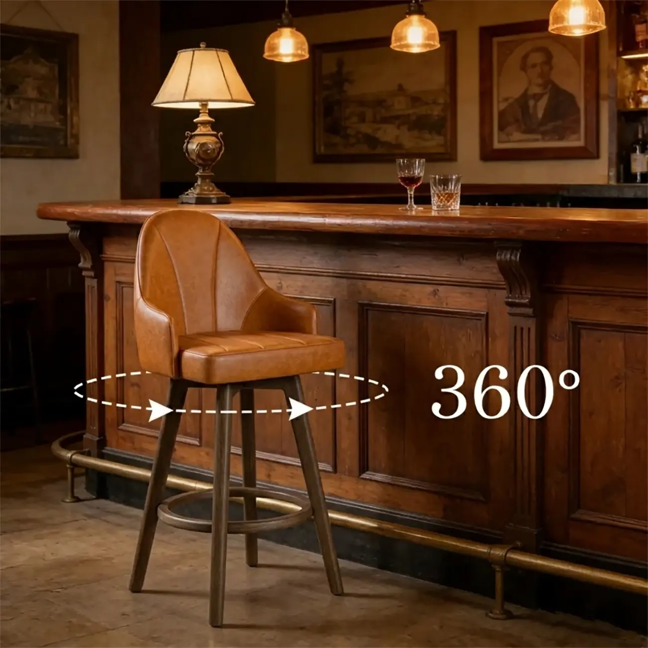 Swivel Mid Century Modern Counter Stools Bouclé & Faux Leather Image - 8 | homeyfad