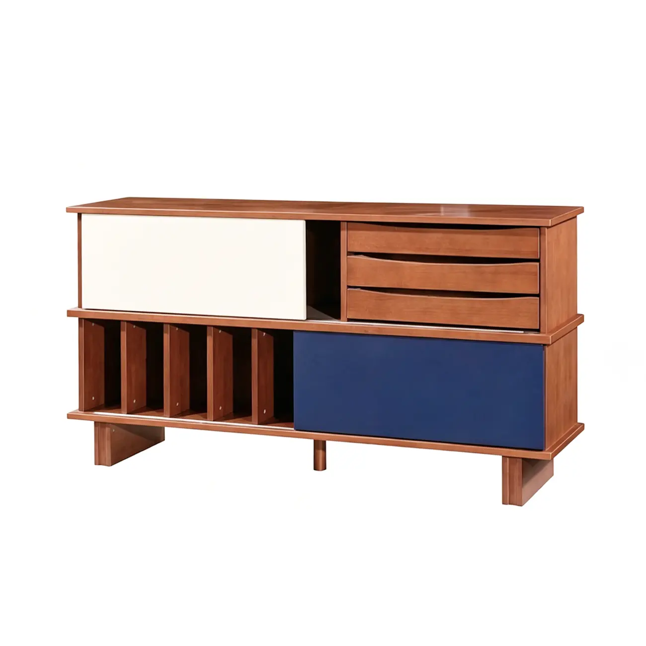 Mid-Century Modern Solid Wood Storage Cabinet with 3 Drawers Image - 12 | homeyfad