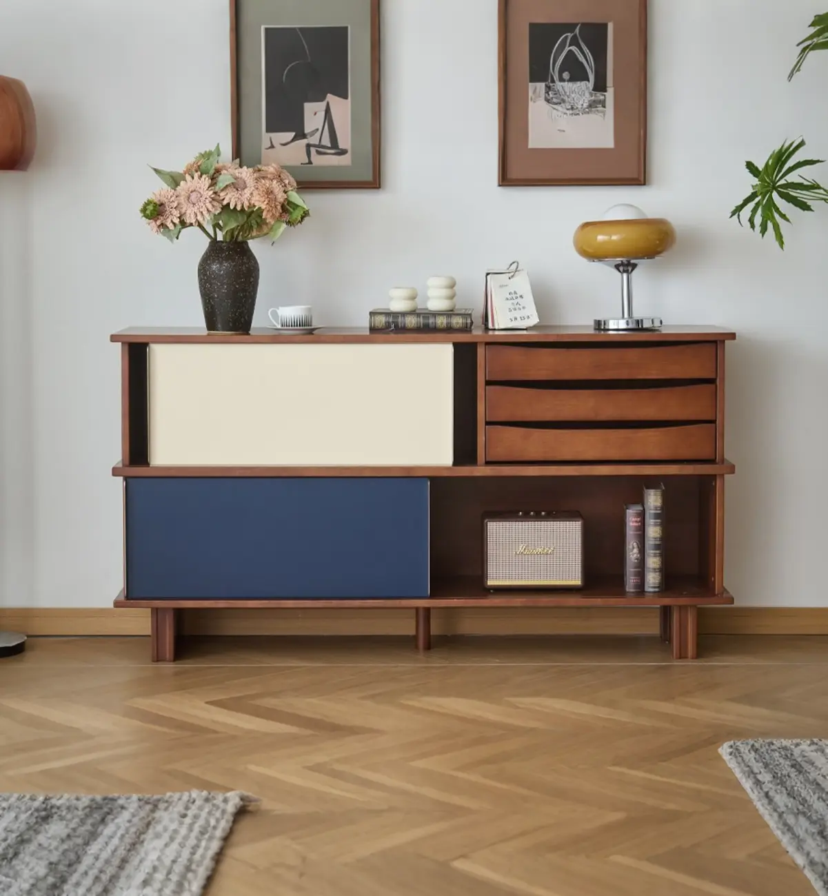 Mid-Century Modern Solid Wood Storage Cabinet with 3 Drawers Image - 10 | homeyfad
